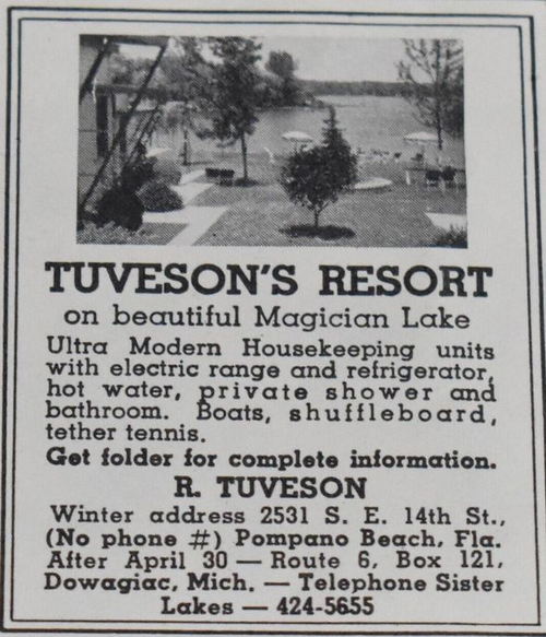 Tuvesons Resort - Old Print Ad
